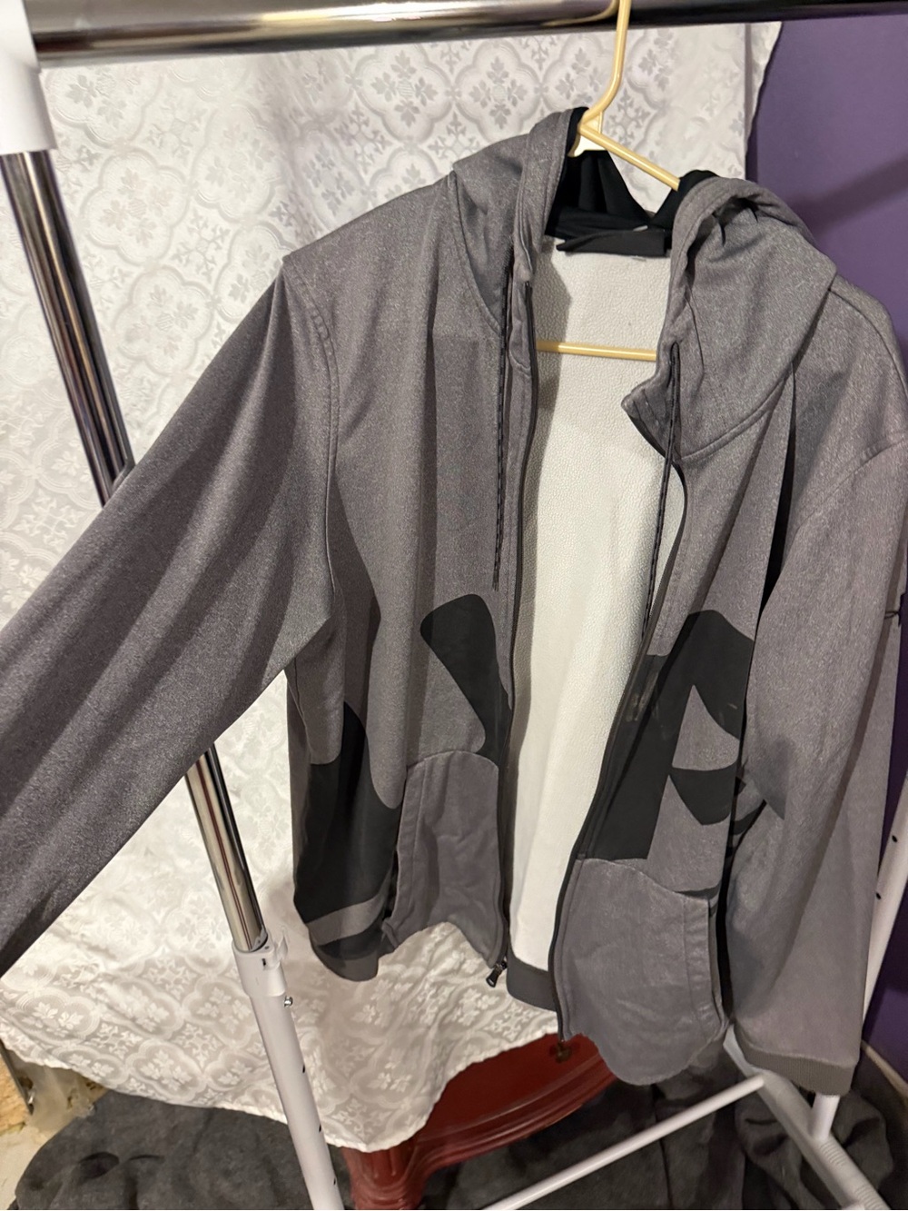 Under Armour Gray and Black Full-Zip Hooded Windbreaker